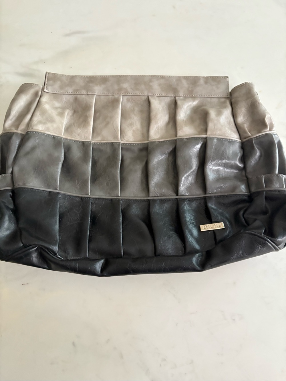 Miche Heidi 3-Tone Faux Leather Pleated Shoulder Bag Shell